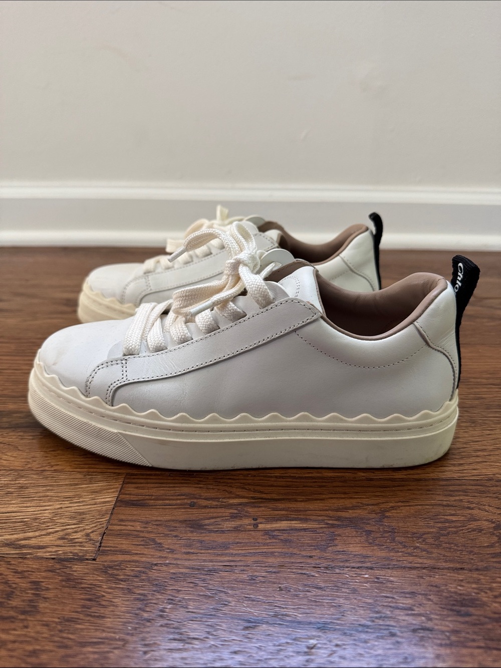 Chloe Lauren White Leather Sneakers